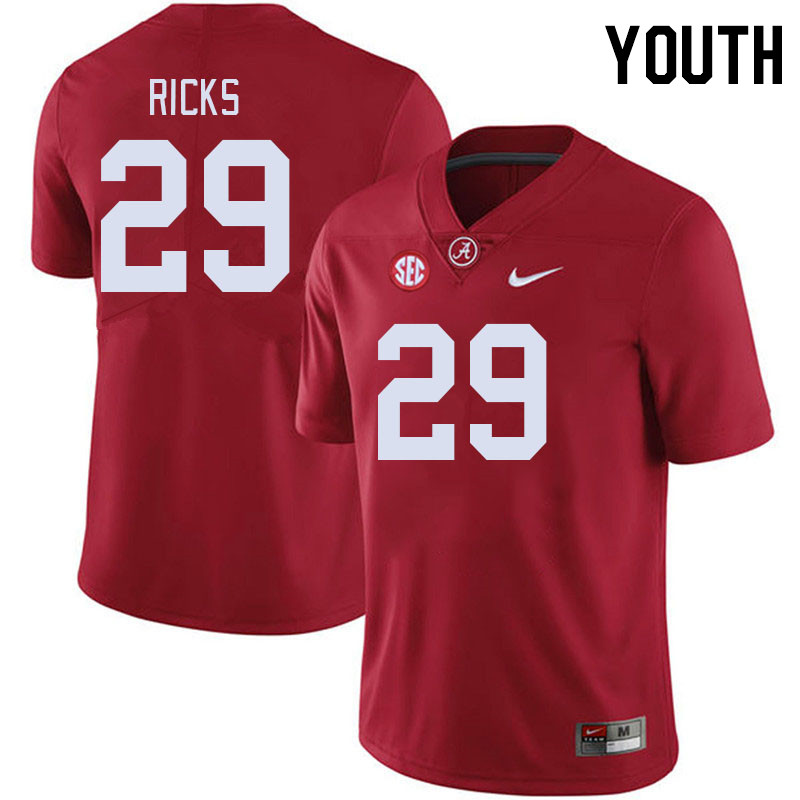 Youth #29 Dezz Ricks Alabama Crimson Tide College Footabll Jerseys Stitched-Crimson